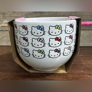 Super Cute 🥰 Hello kitty ceramic bowl with chopstick - NEW